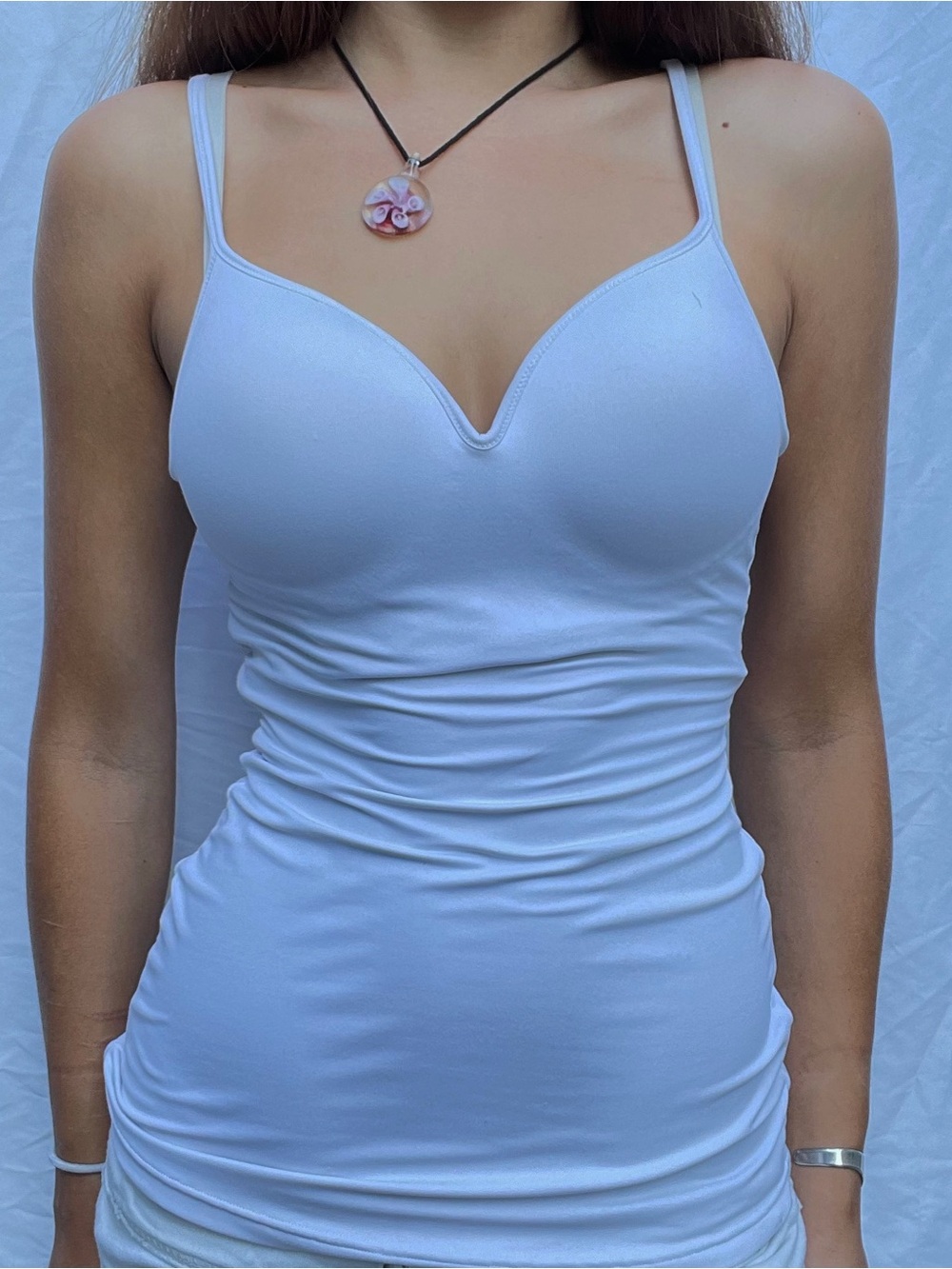 White V-Neck Padded Camisole Tank Top